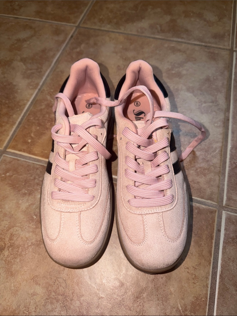 SHEIN Women's Pink Lace-Up Casual Sneakers